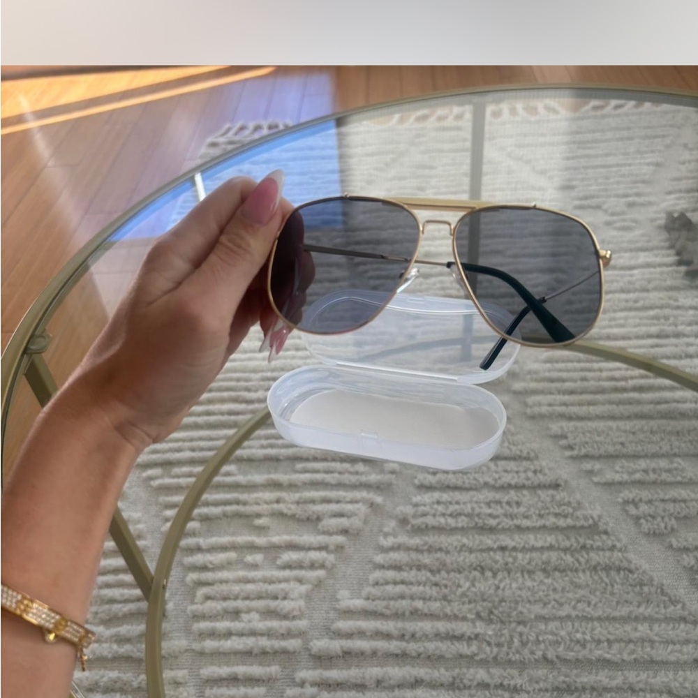Oversize Gold Aviator Sunglasses